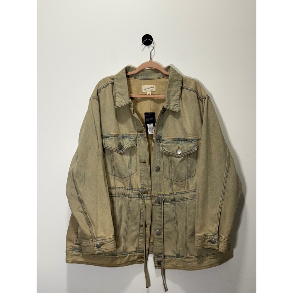 Universal Thread Womens XXL Tan Acid Wash Denim Utility Jacket Cinched Waist NWT